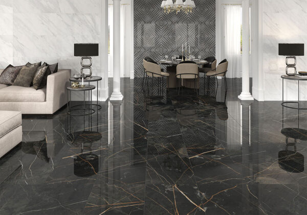 Ceracasa Nuit Gloss Stone Look Podlahová dlažba | Dlaždice a dlaždice
