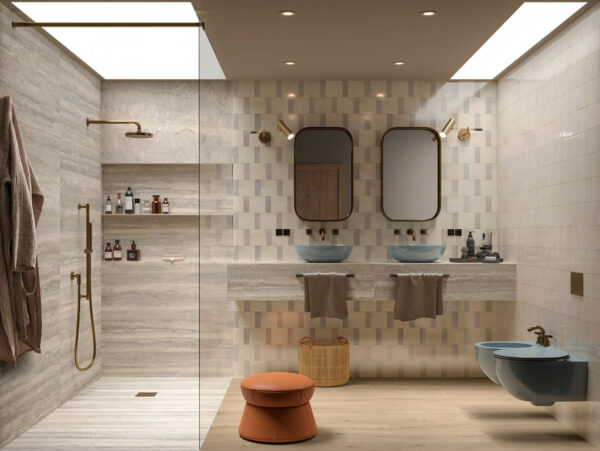 Moderná kúpeľňa Marazzi Mystone Travertino | Dlaždice | Dlažobný kameň